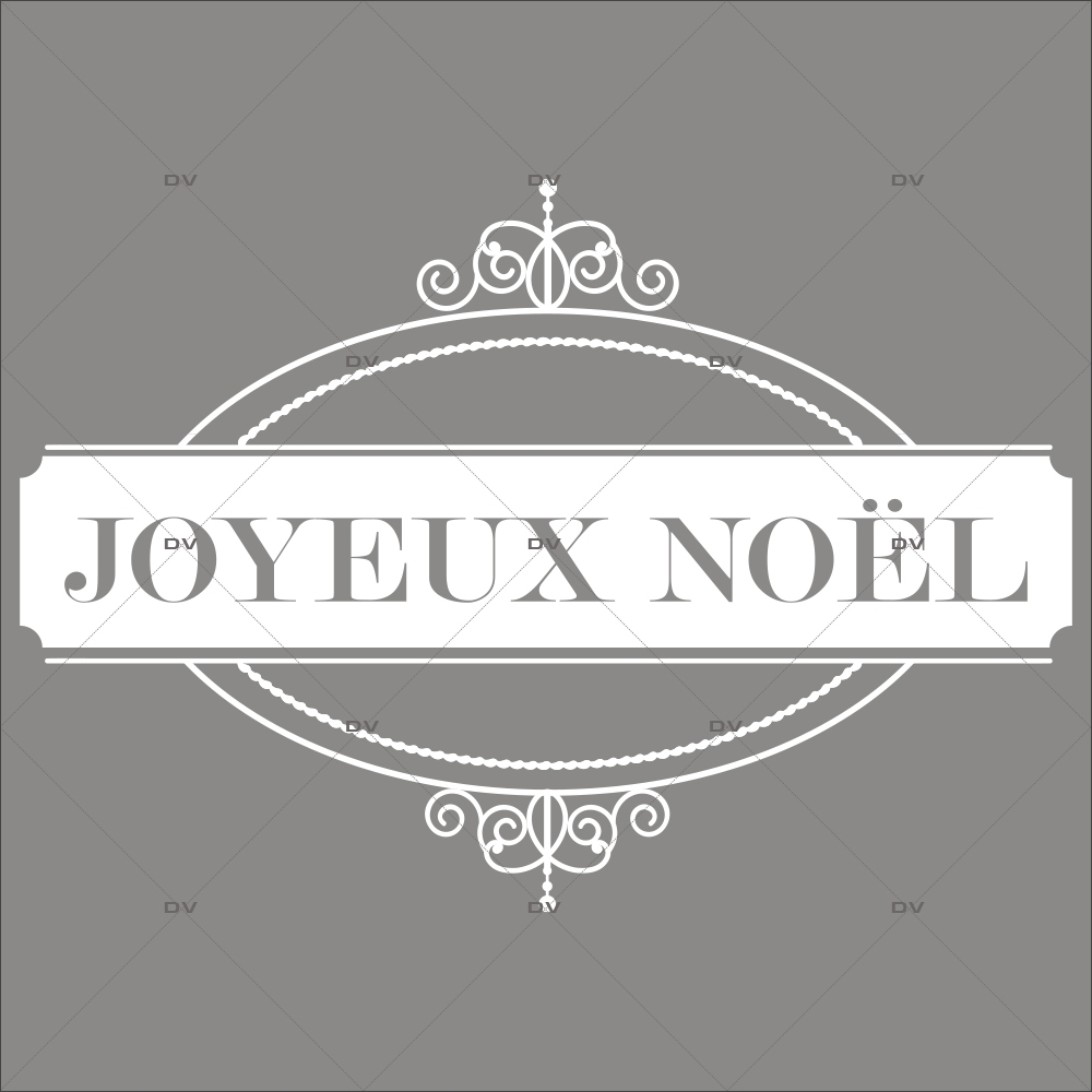 Sticker-médaillon-texte-joyeux-noël-blanc-retro-vitrophanie-décoration-vitrine-noël-électrostatique-sans-colle-repositionnable-réutilisable-DECO-VITRES