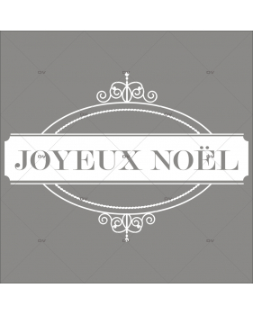 Sticker-médaillon-texte-joyeux-noël-blanc-retro-vitrophanie-décoration-vitrine-noël-électrostatique-sans-colle-repositionnable-réutilisable-DECO-VITRES