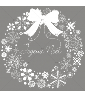 Sticker-couronne-de-noël-texte-joyeux-noël-cristaux-blanc-vitrophanie-décoration-vitrine-noël-électrostatique-sans-colle-repositionnable-réutilisable-DECO-VITRES