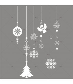 Sticker-frise-suspensions-boules-de-noël-blanc-ange-cristaux-sapin-vitrophanie-décoration-vitrine-noël-électrostatique-sans-colle-repositionnable-réutilisable-DECO-VITRES