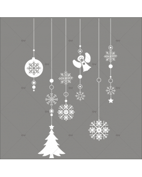 Sticker-frise-suspensions-boules-de-noël-blanc-ange-cristaux-sapin-vitrophanie-décoration-vitrine-noël-électrostatique-sans-colle-repositionnable-réutilisable-DECO-VITRES
