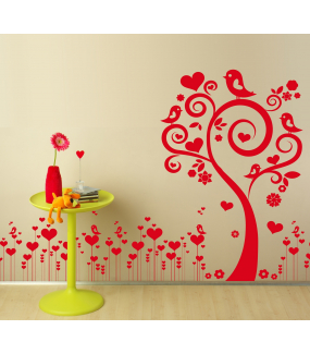 Sticker-arbre-coeurs-et-oiseaux-roses-chambre-bébé-enfant-adhésif-teinté-dans-la-masse-26-couleurs-au-choix-découpé-mural-ou-vitres-décoration-intérieure-DECO-VITRES