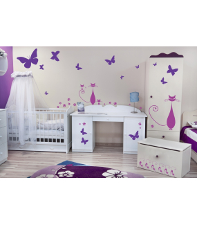 Sticker-3-chats-chambre-bébé-enfant-adhésif-teinté-dans-la-masse-26-couleurs-au-choix-découpé-mural-ou-vitres-décoration-intérieure-DECO-VITRES