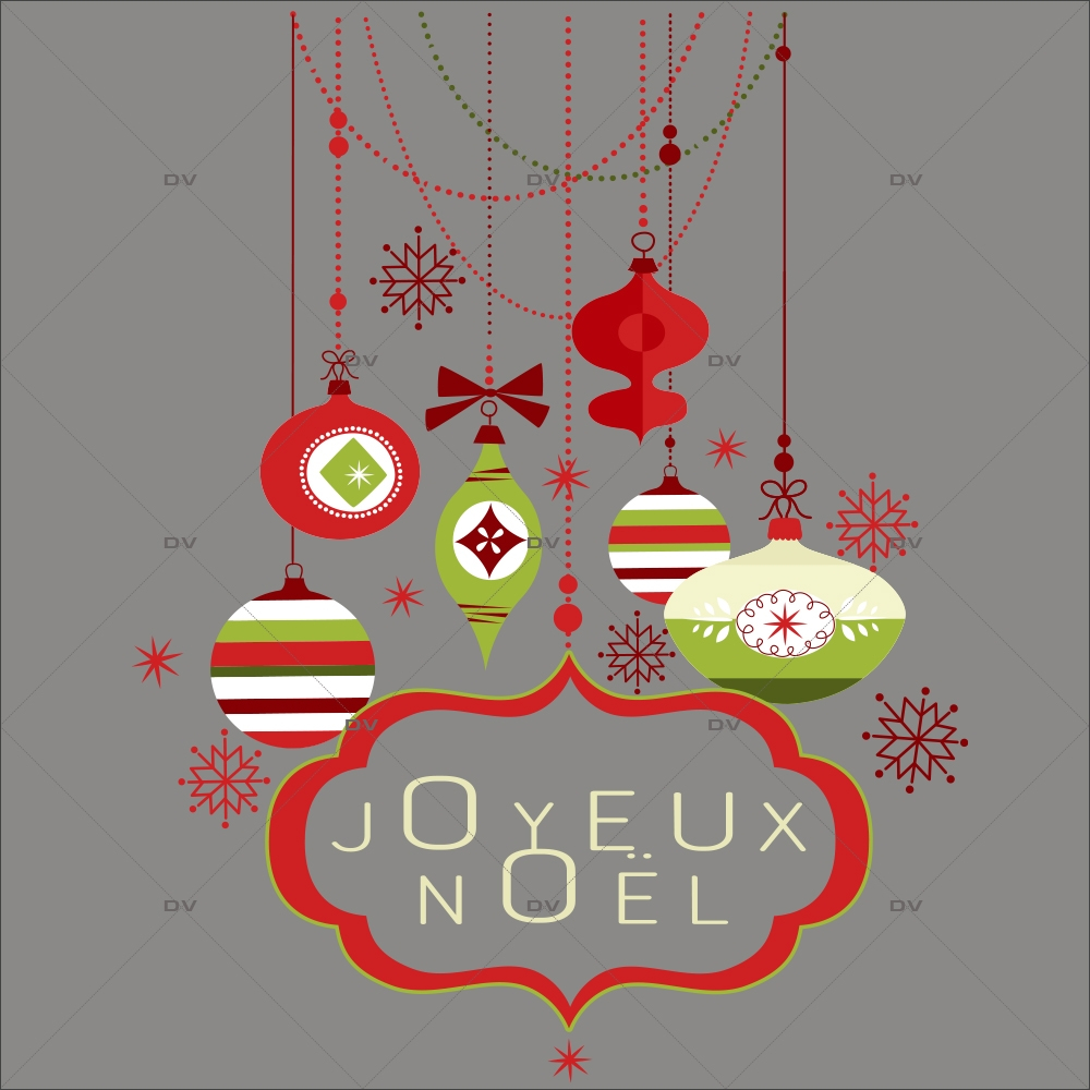 Sticker-suspensions-boules-de-noël-enseigne-texte-joyeux-noël-cristaux-thème-traditionnel-rouge-vert-vitrophanie-décoration-vitrine-noël-électrostatique-sans-colle-repositionnable-réutilisable-DECO-VITRES