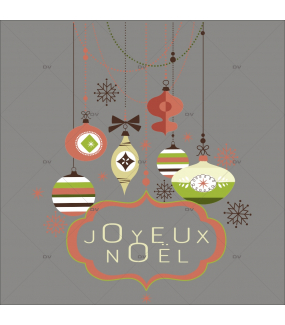 Sticker-suspensions-boules-de-noël-enseigne-texte-joyeux-noël-cristaux-thème-vintage-brique-vert-beige-vitrophanie-décoration-vitrine-noël-électrostatique-sans-colle-repositionnable-réutilisable-DECO-VITRES