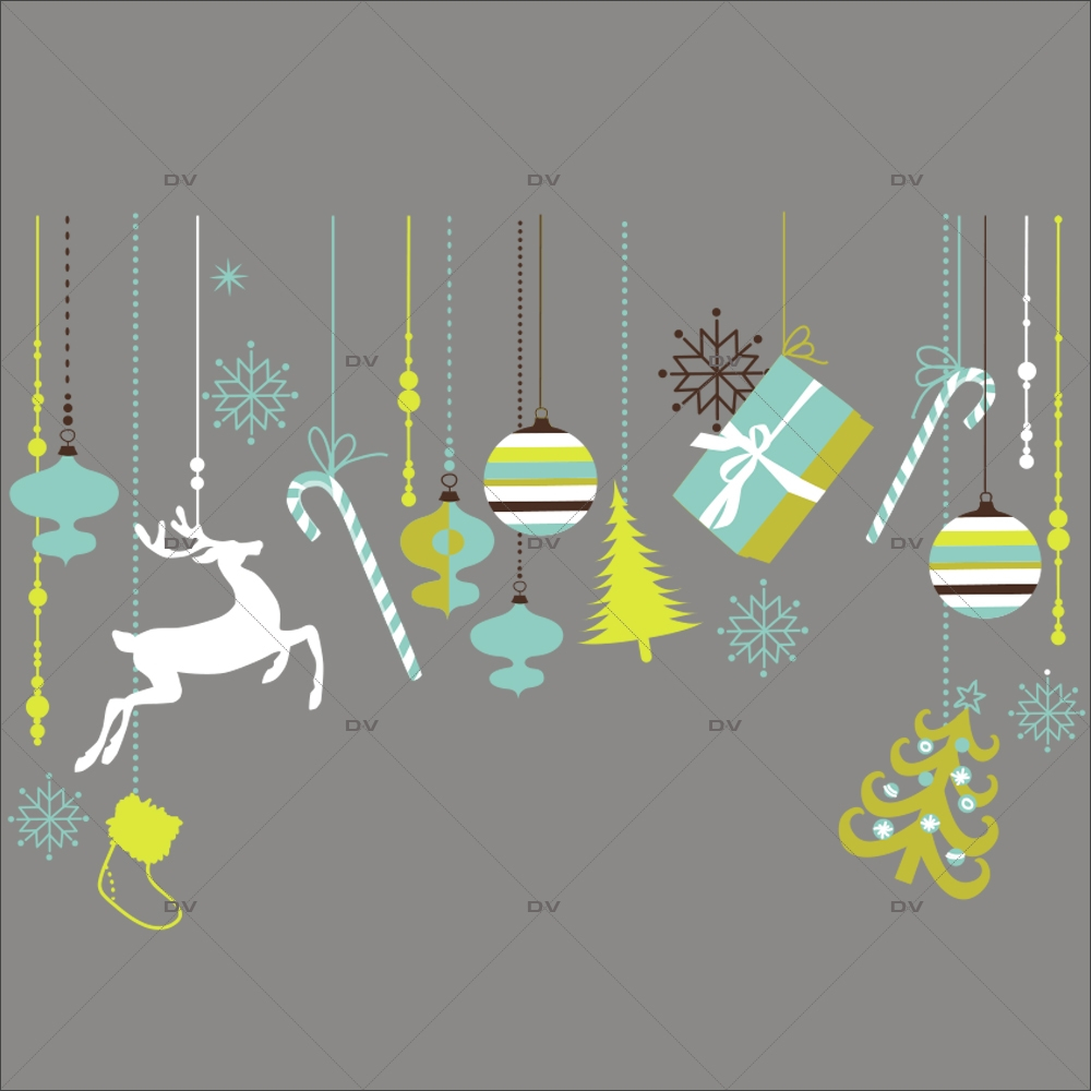 Sticker-frise-de-noël-icônes-boules-sapin-cristaux-renne-paquets-cadeaux-thème-bleu-vert-anis-moderne-vitrophanie-décoration-vitrine-noël-électrostatique-sans-colle-repositionnable-réutilisable-DECO-VITRES