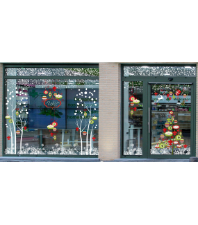 Sticker-sapin-boules-de-noël-cristaux-vert-rouge-thème-traditionnel-fête-vitrophanie-décoration-vitrine-noël-électrostatique-sans-colle-repositionnable-réutilisable-DECO-VITRES