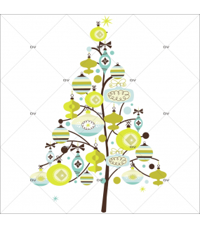 Sticker-sapin-boules-de-noël-cristaux-bleu-vert-anis-thème-moderne-fête-vitrophanie-décoration-vitrine-noël-électrostatique-sans-colle-repositionnable-réutilisable-DECO-VITRES