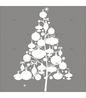 Sticker-sapin-en-boules-de-noël-et-cristaux-blanc-thème-moderne-graphique-vitrophanie-décoration-vitrine-noël-électrostatique-sans-colle-repositionnable-réutilisable-DECO-VITRES