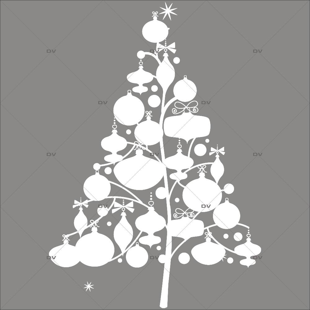 Sticker-sapin-en-boules-de-noël-et-cristaux-blanc-thème-moderne-graphique-vitrophanie-décoration-vitrine-noël-électrostatique-sans-colle-repositionnable-réutilisable-DECO-VITRES