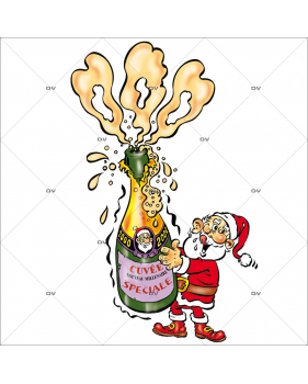 Sticker-père-noël-bouteille-vitrophanie-décoration-vitrine-noël-caviste-restaurant-bar-électrostatique-sans-colle-repositionnable-réutilisable-DECO-VITRES