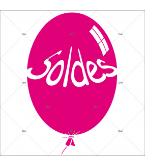 Sticker-ballon-soldes-fuchsia-vitrophanie-décoration-vitrine-promotionnelle-électrostatique-sans-colle-repositionnable-réutilisable-DECO-VITRES