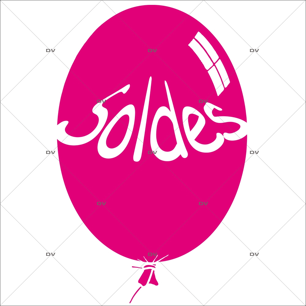 Sticker-ballon-soldes-fuchsia-vitrophanie-décoration-vitrine-promotionnelle-électrostatique-sans-colle-repositionnable-réutilisable-DECO-VITRES