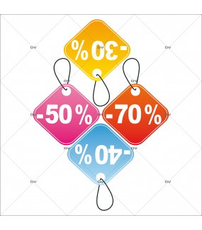 Sticker-frise-étiquettes-pourcentages-soldes-multicolores-vitrophanie-décoration-vitrine-promotionnelle-électrostatique-sans-colle-repositionnable-réutilisable-DECO-VITRES