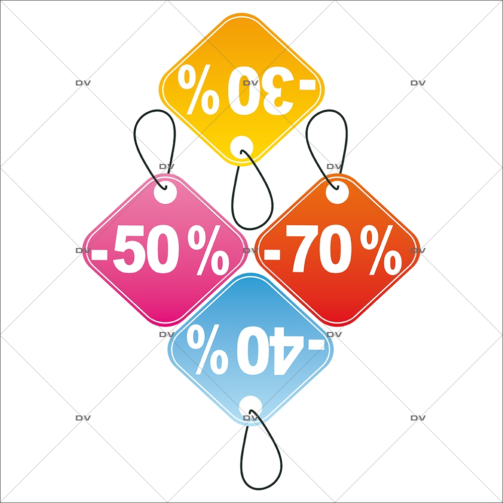 Sticker-frise-étiquettes-pourcentages-soldes-multicolores-vitrophanie-décoration-vitrine-promotionnelle-électrostatique-sans-colle-repositionnable-réutilisable-DECO-VITRES