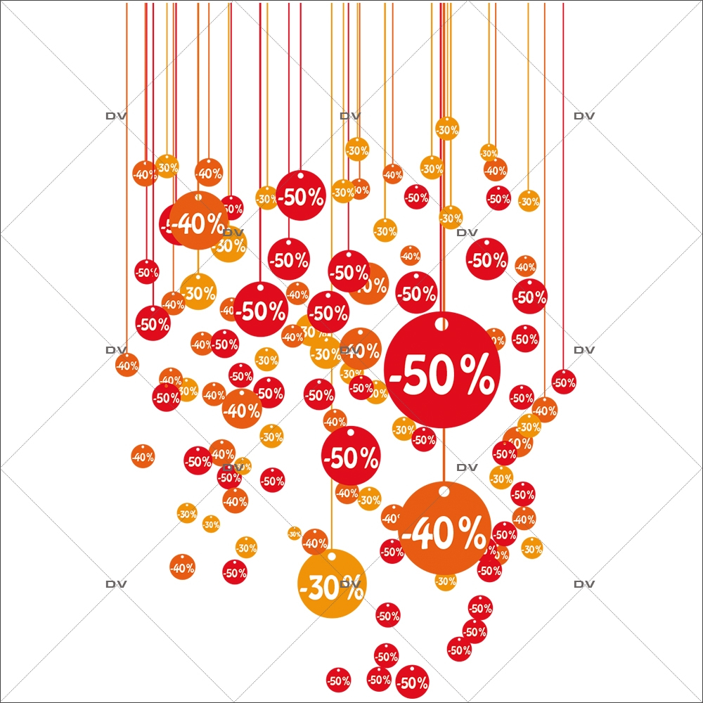 Sticker-frise-ronds-pourcentages-soldes-vitrophanie-décoration-vitrine-promotionnelle-électrostatique-sans-colle-repositionnable-réutilisable-DECO-VITRES