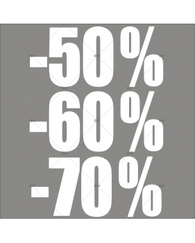 Sticker-soldes-pourcentages-50-60-70-blancs-vitrophanie-décoration-vitrine-promotionnelle-électrostatique-sans-colle-repositionnable-réutilisable-DECO-VITRES