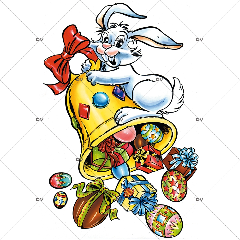 XZNGL Pâques Pâques Dessin Animé Enfants Lapin Poussin Autocollant Sticker Mural  Autocollant De Fenêtre 