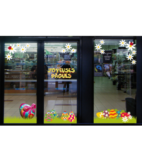 Sticker-poussins-en-oeufs-de-pâques-multicolores-vitrophanie-décoration-vitrine-pâques-printanière-électrostatique-sans-colle-repositionnable-réutilisable-DECO-VITRES