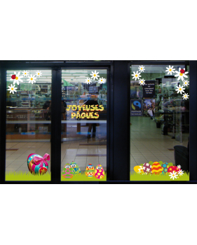 Sticker-poussins-en-oeufs-de-pâques-multicolores-vitrophanie-décoration-vitrine-pâques-printanière-électrostatique-sans-colle-repositionnable-réutilisable-DECO-VITRES