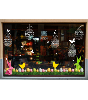 Sticker-oeuf-en-textes-joyeuses-pâques-blanc-français-vitrophanie-décoration-vitrine-pâques-printanière-électrostatique-sans-colle-repositionnable-réutilisable-DECO-VITRES