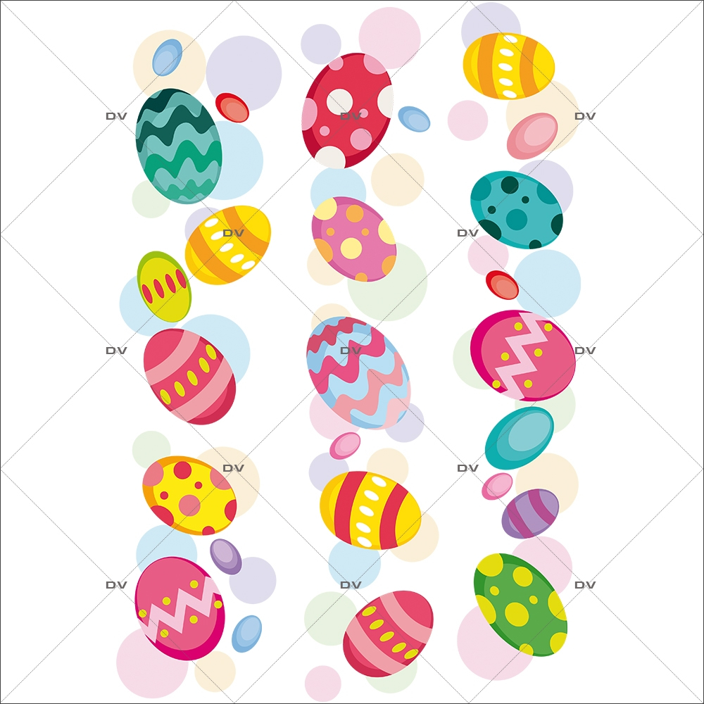 Sticker-frises-oeufs-de-pâques-multicolores-vitrophanie-décoration-vitrine-pâques-printanière-électrostatique-sans-colle-repositionnable-réutilisable-DECO-VITRES