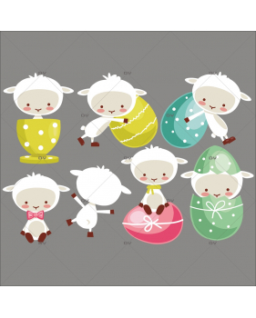 Sticker-agneaux-et-oeufs-de-pâques-couleurs-acidulées-animaux-vitrophanie-décoration-vitrine-pâques-printanière-électrostatique-sans-colle-repositionnable-réutilisable-DECO-VITRES
