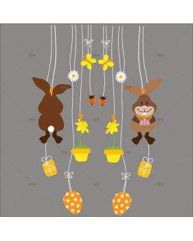 Sticker-frises-suspensions-oeufs-et-lapins-vitrophanie-décoration-vitrine-pâques-printanière-électrostatique-sans-colle-repositionnable-réutilisable-DECO-VITRES