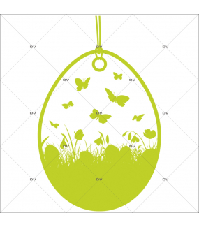 Sticker-médaillon-papillons-herbes-animaux-vert-vitrophanie-décoration-vitrine-pâques-printanière-boucherie-épicerie-fine-traiteur-charcuterie-boulangerie-primeurs-électrostatique-sans-colle-repositionnable-réutilisable-DECO-VITRES