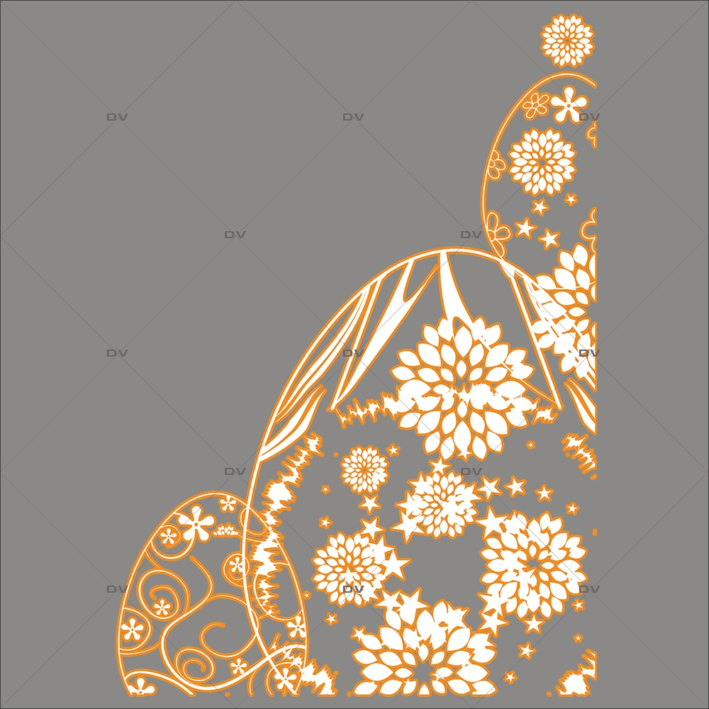 Sticker-angles-oeufs-dentelle-de-fleurs-orange-blanc-vitrophanie-décoration-vitrine-pâques-printanière-électrostatique-sans-colle-repositionnable-réutilisable-DECO-VITRES