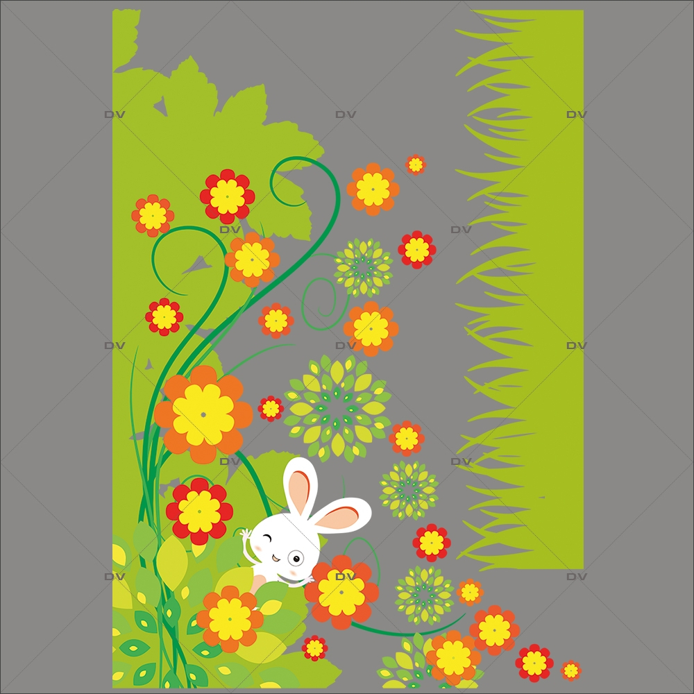 Sticker-angle-fleurs-et-lapin-vitrophanie-décoration-vitrine-pâques-printanière-électrostatique-sans-colle-repositionnable-réutilisable-DECO-VITRES