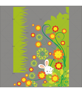 Sticker-angle-fleurs-et-lapin-vitrophanie-décoration-vitrine-pâques-printanière-électrostatique-sans-colle-repositionnable-réutilisable-DECO-VITRES