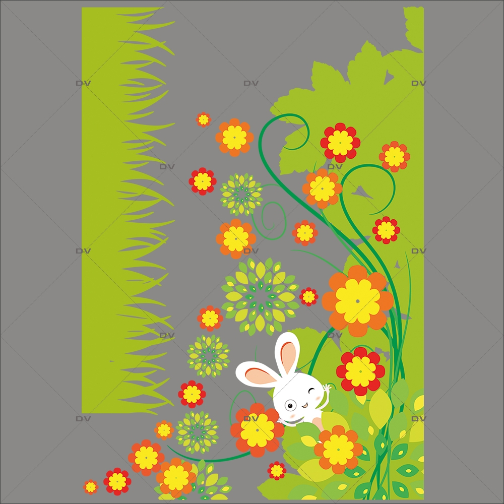 Sticker oeufs de Pâques et fleurs - DECO-VITRES - Electrostatique