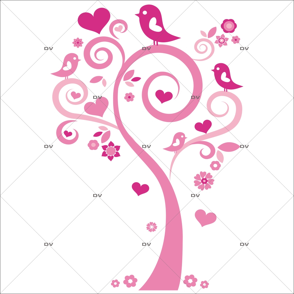 Sticker-arbre-coeurs-fleurs-oiseaux-roses-vitrophanie-décoration-vitrine-saint-valentin-fêtes-mères-pères-électrostatique-sans-colle-repositionnable-réutilisable-DECO-VITRES