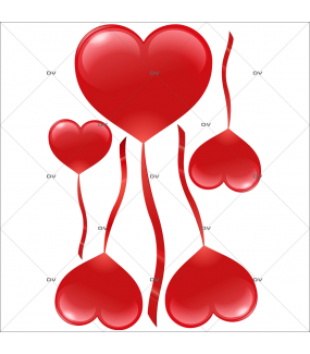 Sticker-ballons-coeurs-rouge-vitrophanie-décoration-vitrine-saint-valentin-fêtes-mères-pères-électrostatique-sans-colle-repositionnable-réutilisable-DECO-VITRES