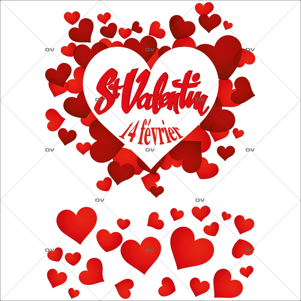 Sticker-texte-coeurs-14-février-St-Valentin-rouge-vitrophanie-décoration-vitrine-saint-valentin-électrostatique-sans-colle-repositionnable-réutilisable-DECO-VITRES