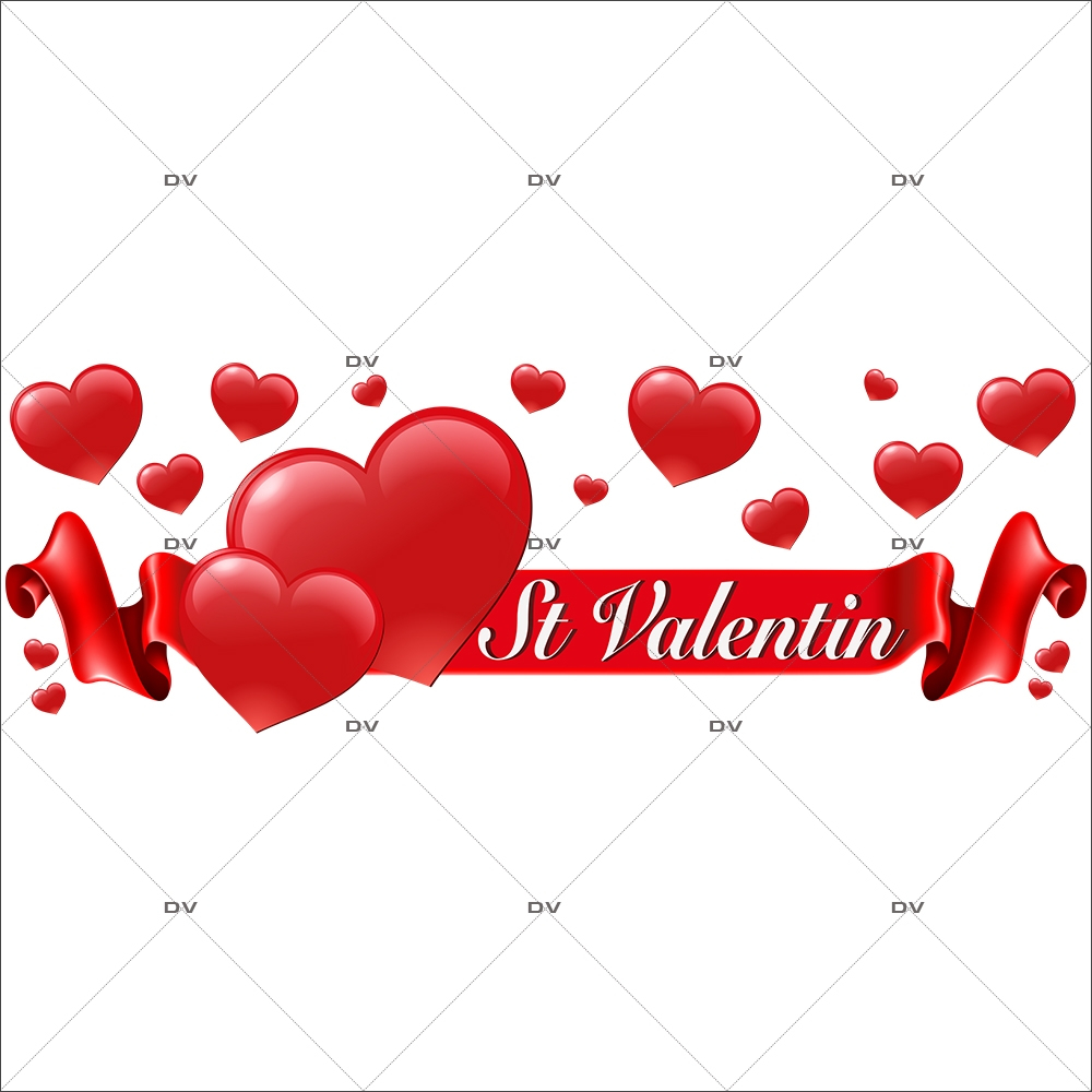 Sticker-ruban-banderole-texte-coeurs-St-Valentin-rouges-vitrophanie-décoration-vitrine-saint-valentin-électrostatique-sans-colle-repositionnable-réutilisable-DECO-VITRES