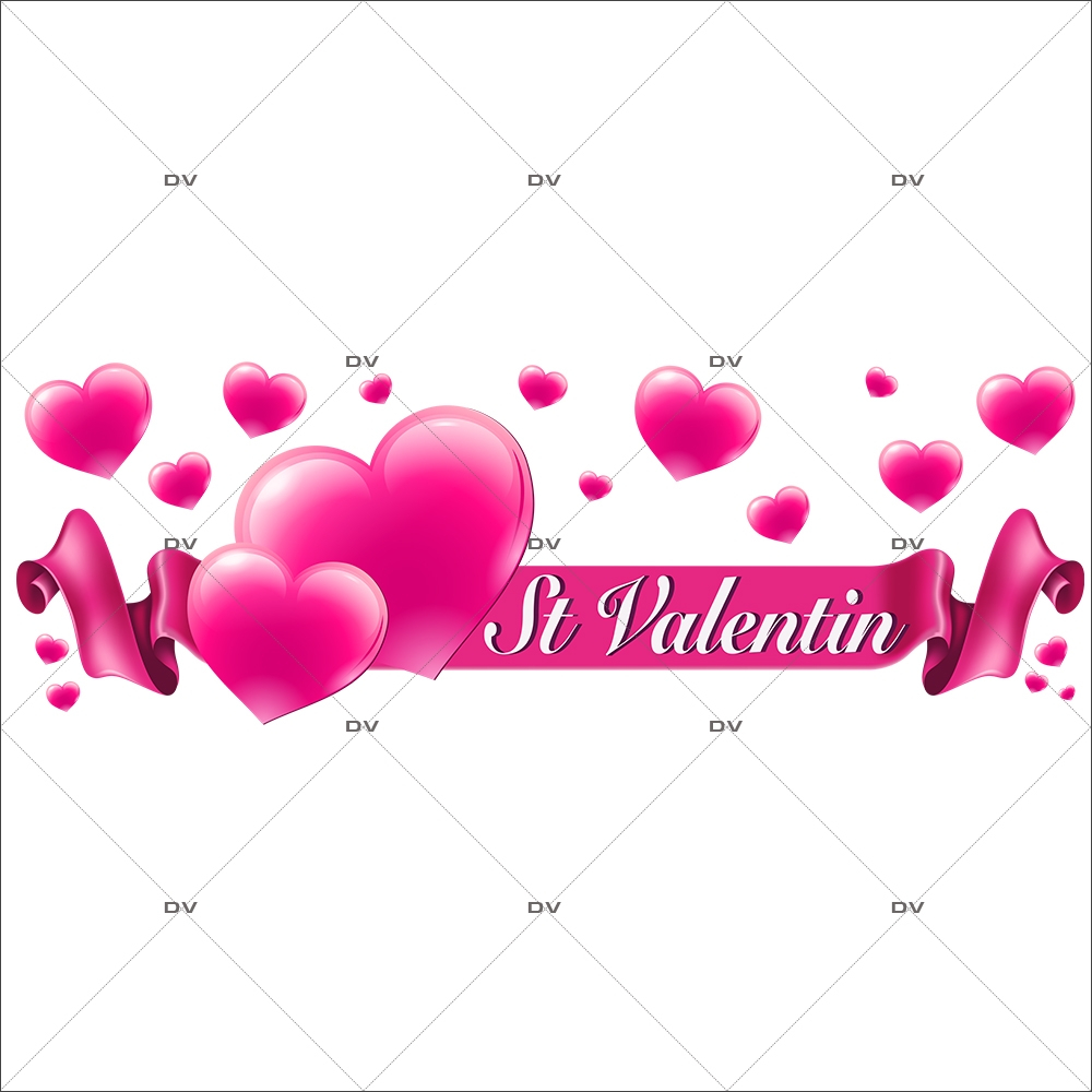 Sticker-ruban-banderole-texte-coeurs-St-Valentin-roses-vitrophanie-décoration-vitrine-saint-valentin-électrostatique-sans-colle-repositionnable-réutilisable-DECO-VITRES