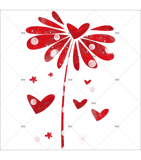 Sticker-pâquerette-marguerite-coeurs-rouge-vitrophanie-décoration-vitrine-saint-valentin-fêtes-mères-pères-électrostatique-sans-colle-repositionnable-réutilisable-DECO-VITRES