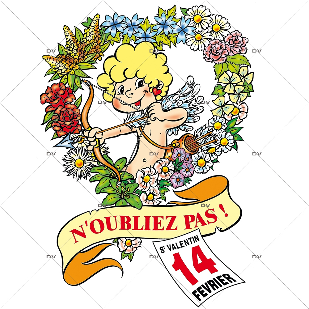 Sticker-cupidon-coeur-de-fleurs-14-février-vitrophanie-décoration-vitrine-saint-valentin-électrostatique-sans-colle-repositionnable-réutilisable-DECO-VITRES