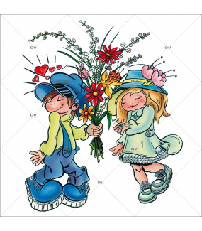 Sticker-amoureux-bouquet-fleurs-et-bijou-vitrophanie-décoration-vitrine-saint-valentin-électrostatique-sans-colle-repositionnable-réutilisable-DECO-VITRES