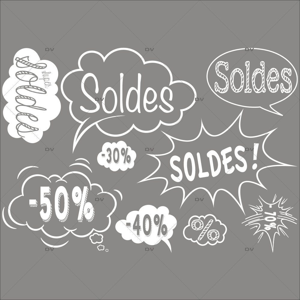 SOLD43 - Sticker kit soldes bulles - DECO-VITRES - Electrostatqiue