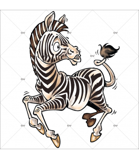 Sticker-zèbre-animaux-cartoon-exotique-vacances-tropical-été-vitrophanie-décoration-vitrine-électrostatique-sans-colle-repositionnable-réutilisable-DECO-VITRES
