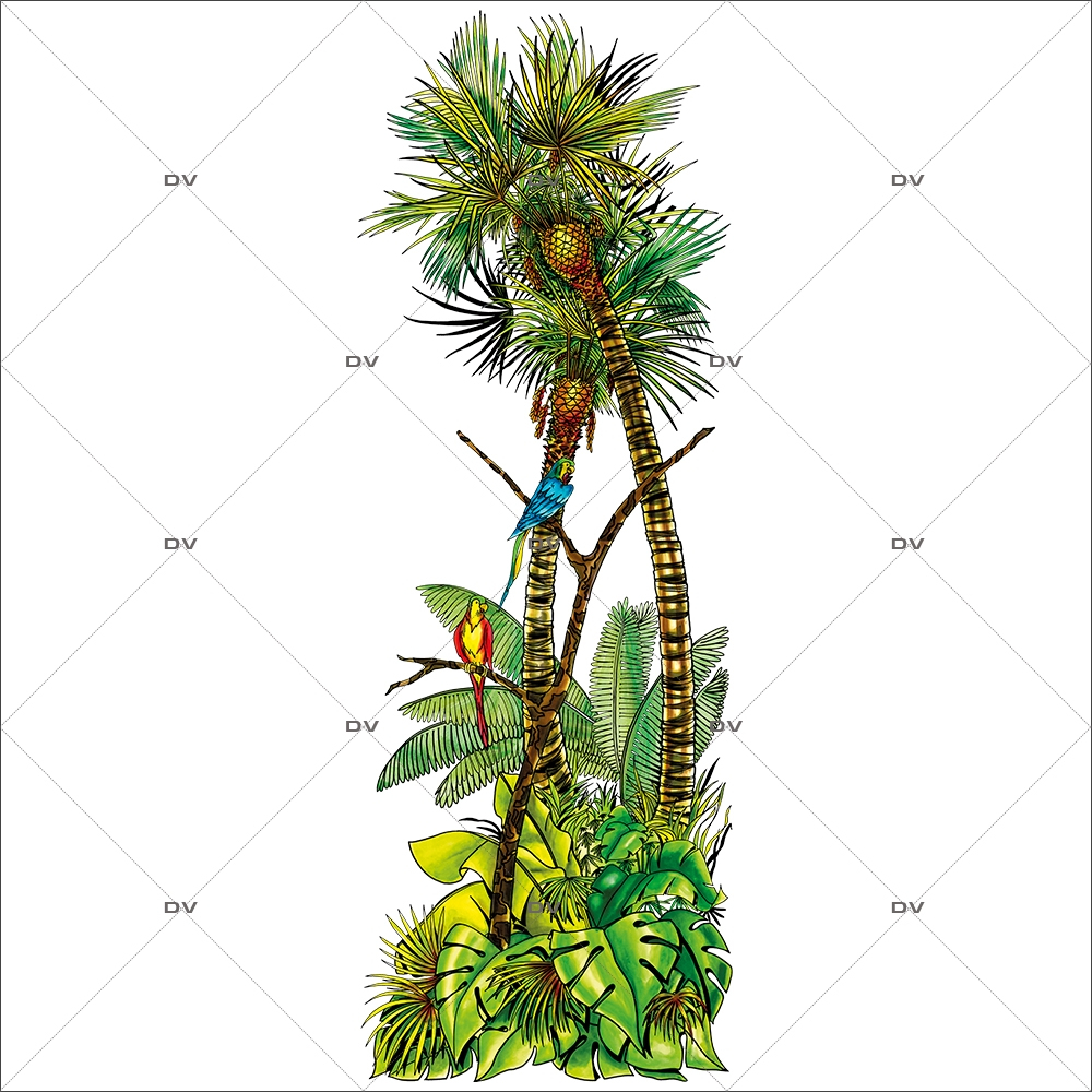 Sticker-palmier-et-perroquets-été-vitrophanie-décoration-vitrine-exotique-estivale-électrostatique-sans-colle-repositionnable-réutilisable-DECO-VITRES Sticker-palmier-et-perroquets-été-vitrophanie-décoration-vitrine-exotique-estivale-électrostatique-sans-colle-repositionnable-réutilisable-DECO-VITRES