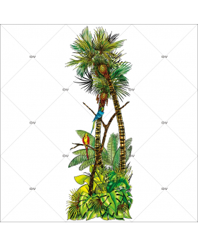 Sticker-palmier-et-perroquets-été-vitrophanie-décoration-vitrine-exotique-estivale-électrostatique-sans-colle-repositionnable-réutilisable-DECO-VITRES