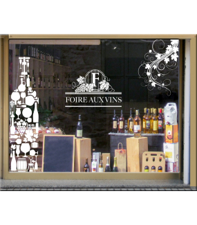 Sticker-foire-aux-vins-texte-vitrophanie-décoration-vitrine-cave-caviste-bar-à-vins-restaurant-supermarché-électrostatique-sans-colle-repositionnable-réutilisable-DECO-VITRES