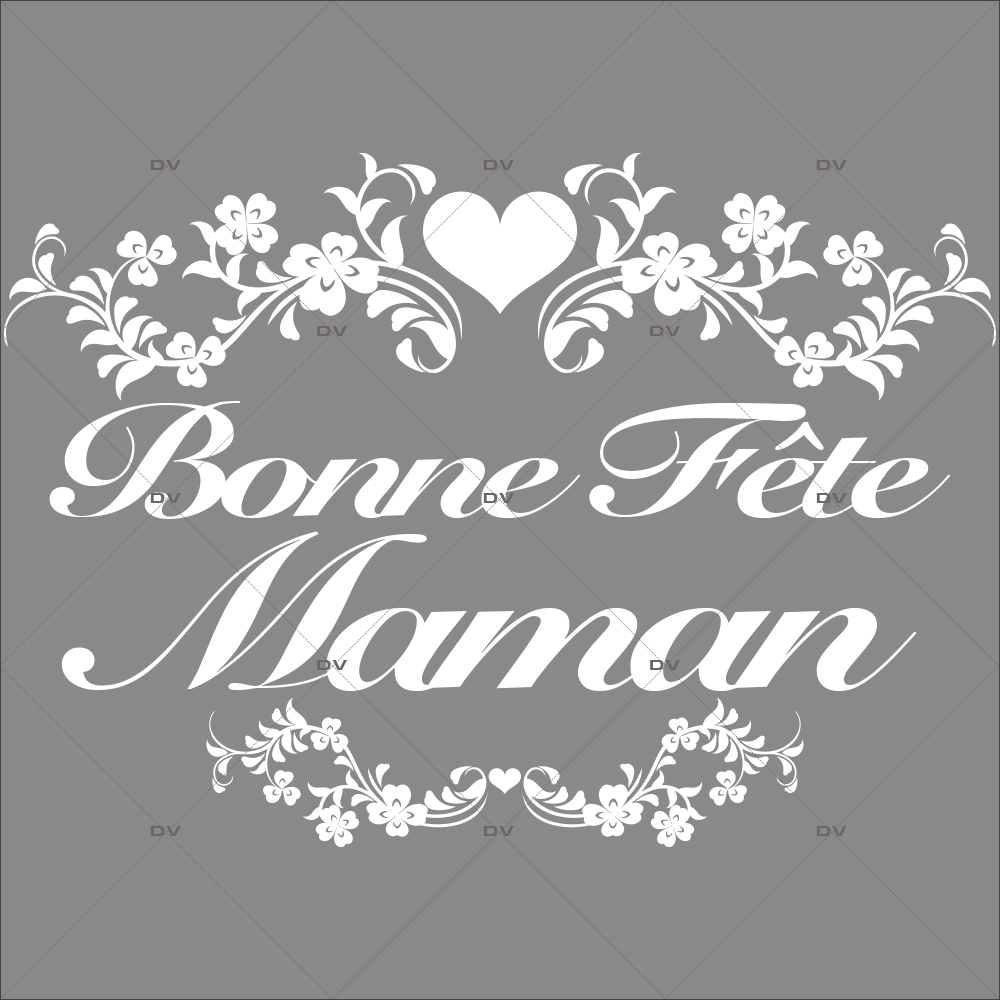 Sticker-bonne-fête-maman-fleurs-coeurs-texte-blanc-vitrophanie-décoration-vitrine-printanière-fête-mères-électrostatique-sans-colle-repositionnable-réutilisable-DECO-VITRES