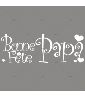 Sticker-bonne-fête-papa-coeurs-texte-blanc-vitrophanie-décoration-vitrine-fête-pères-électrostatique-sans-colle-repositionnable-réutilisable-DECO-VITRES