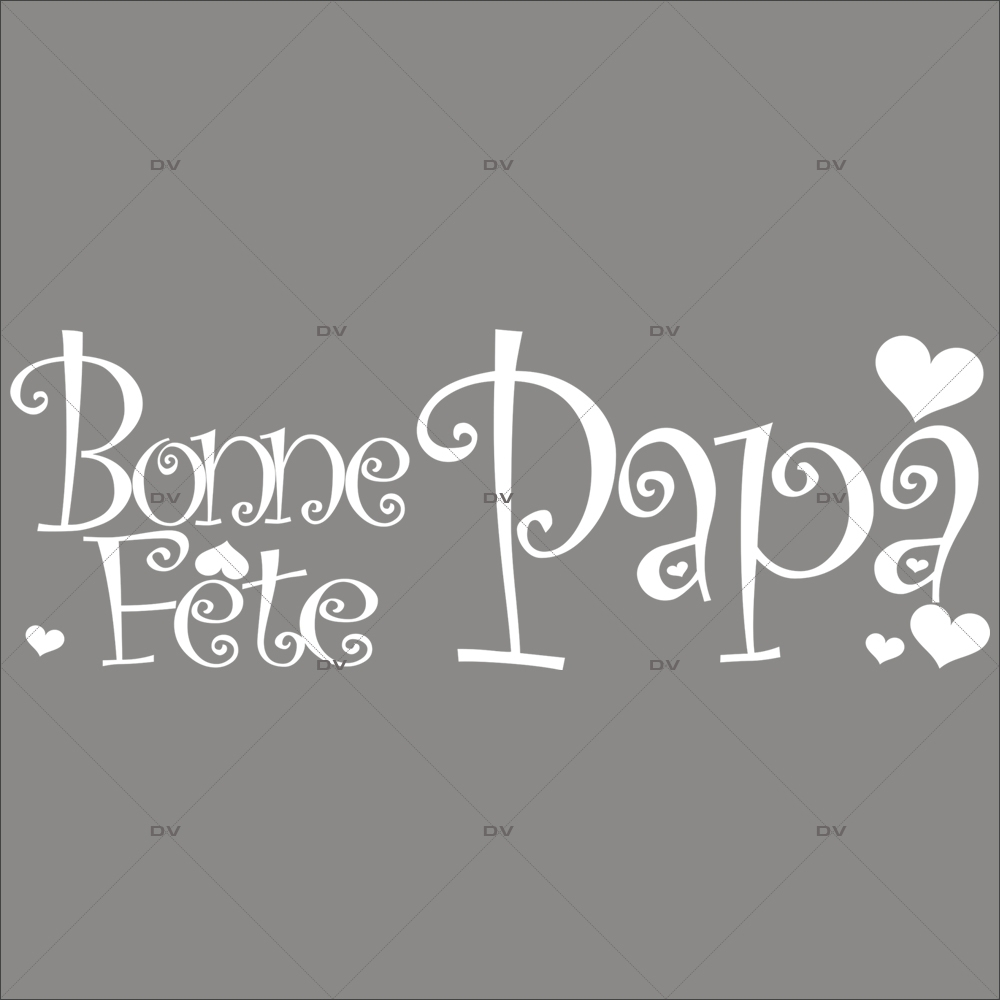 Sticker-bonne-fête-papa-coeurs-texte-blanc-vitrophanie-décoration-vitrine-fête-pères-électrostatique-sans-colle-repositionnable-réutilisable-DECO-VITRES