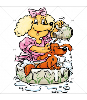 Sticker-chien-bassine-cartoon-toilettage-chien-vitrophanie-décoration-vitrine-toiletteur-électrostatique-sans-colle-repositionnable-réutilisable-DECO-VITRES